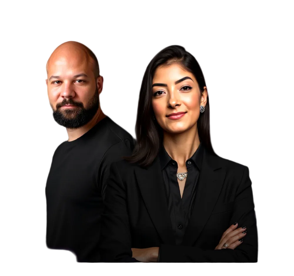 Lucas Santos e Luana Labrego, professores do curso